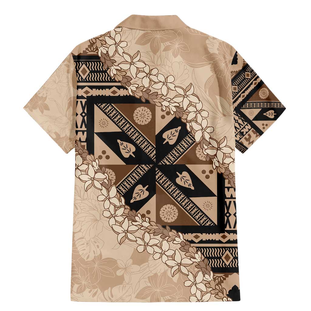 Bula Fiji Plumeria Tagimoucia Salusalu Beige Family Matching Mermaid Dress and Hawaiian Shirt Kaiviti Masi LT7 - Polynesian Pride