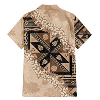Bula Fiji Plumeria Tagimoucia Salusalu Beige Family Matching Mermaid Dress and Hawaiian Shirt Kaiviti Masi LT7 - Polynesian Pride