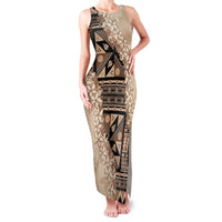 Bula Fiji Plumeria Tagimoucia Salusalu Beige Family Matching Tank Maxi Dress and Hawaiian Shirt Kaiviti Masi LT7 Mom's Dress Beige - Polynesian Pride