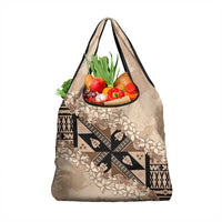 Bula Fiji Plumeria Tagimoucia Salusalu Beige Grocery Bag Kaiviti Masi LT7 1-pack One Size Beige - Polynesian Pride