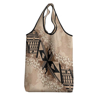 Bula Fiji Plumeria Tagimoucia Salusalu Beige Grocery Bag Kaiviti Masi LT7 - Polynesian Pride