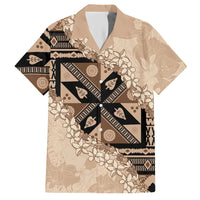 Bula Fiji Plumeria Tagimoucia Salusalu Beige Hawaiian Shirt Kaiviti Masi LT7 Beige - Polynesian Pride