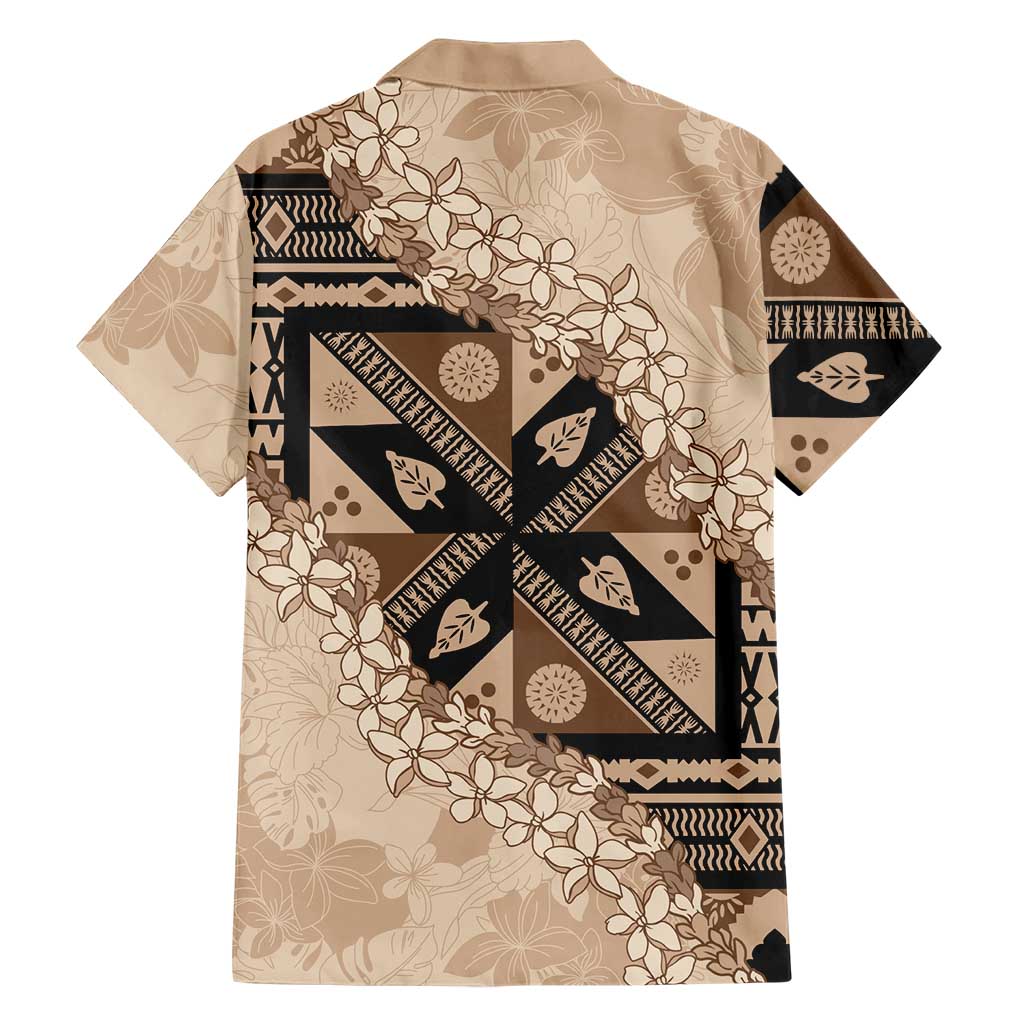 Bula Fiji Plumeria Tagimoucia Salusalu Beige Hawaiian Shirt Kaiviti Masi LT7 - Polynesian Pride