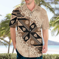 Bula Fiji Plumeria Tagimoucia Salusalu Beige Hawaiian Shirt Kaiviti Masi LT7 - Polynesian Pride