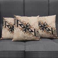 Bula Fiji Plumeria Tagimoucia Salusalu Beige Pillow Cover Kaiviti Masi LT7 - Polynesian Pride