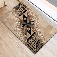 Bula Fiji Plumeria Tagimoucia Salusalu Beige Rubber Doormat Kaiviti Masi LT7 - Polynesian Pride