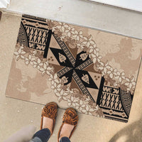Bula Fiji Plumeria Tagimoucia Salusalu Beige Rubber Doormat Kaiviti Masi LT7 - Polynesian Pride