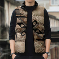 Bula Fiji Plumeria Tagimoucia Salusalu Beige Sleeveless Puffer Jacket Kaiviti Masi LT7 - Polynesian Pride