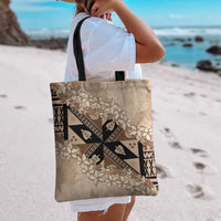 Bula Fiji Plumeria Tagimoucia Salusalu Beige Tote Bag Kaiviti Masi LT7 - Polynesian Pride