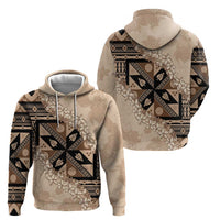 Bula Fiji Plumeria Tagimoucia Salusalu Beige Zip Hoodie Kaiviti Masi LT7 - Polynesian Pride