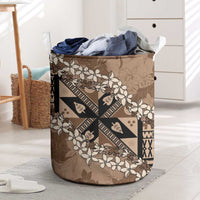 Bula Fiji Plumeria Tagimoucia Salusalu Mocha Laundry Basket Kaiviti Masi - Polynesian Pride