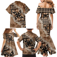 Bula Fiji Plumeria Tagimoucia Salusalu Mocha Family Matching Mermaid Dress and Hawaiian Shirt Kaiviti Masi - Polynesian Pride