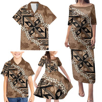Bula Fiji Plumeria Tagimoucia Salusalu Mocha Family Matching Puletasi and Hawaiian Shirt Kaiviti Masi LT7 - Polynesian Pride