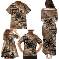 Bula Fiji Plumeria Tagimoucia Salusalu Mocha Family Matching Puletasi and Hawaiian Shirt Kaiviti Masi LT7 - Polynesian Pride