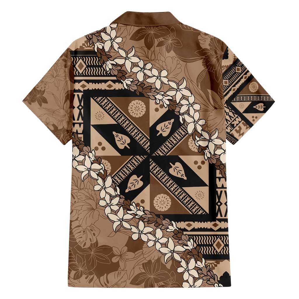 Bula Fiji Plumeria Tagimoucia Salusalu Mocha Family Matching Puletasi and Hawaiian Shirt Kaiviti Masi LT7 - Polynesian Pride