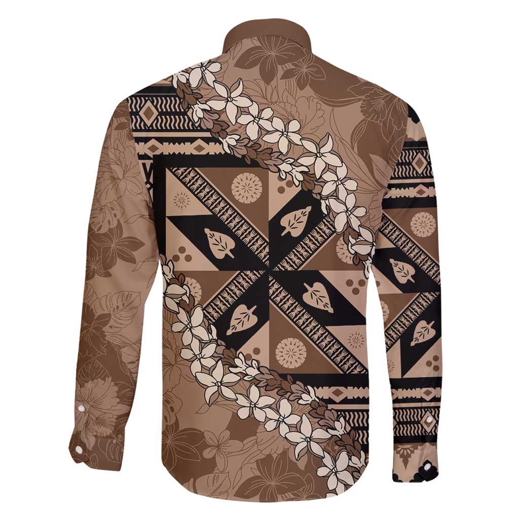 Bula Fiji Plumeria Tagimoucia Salusalu Mocha Family Matching Puletasi and Hawaiian Shirt Kaiviti Masi LT7 - Polynesian Pride