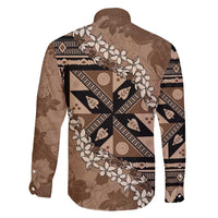 Bula Fiji Plumeria Tagimoucia Salusalu Mocha Family Matching Puletasi and Hawaiian Shirt Kaiviti Masi LT7 - Polynesian Pride