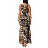 Bula Fiji Plumeria Tagimoucia Salusalu Mocha Family Matching Tank Maxi Dress and Hawaiian Shirt Kaiviti Masi LT7 - Polynesian Pride