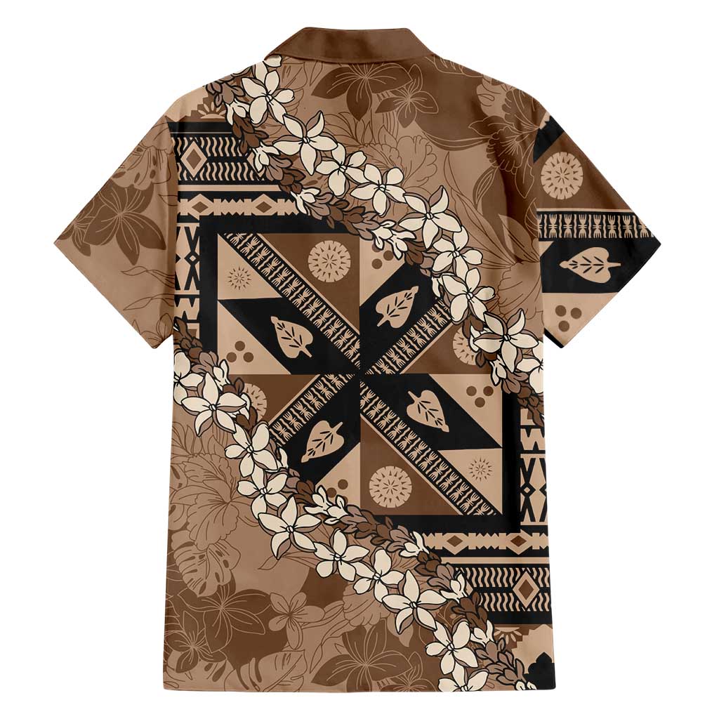Bula Fiji Plumeria Tagimoucia Salusalu Mocha Hawaiian Shirt Kaiviti Masi LT7 - Polynesian Pride