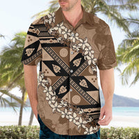 Bula Fiji Plumeria Tagimoucia Salusalu Mocha Hawaiian Shirt Kaiviti Masi LT7 - Polynesian Pride