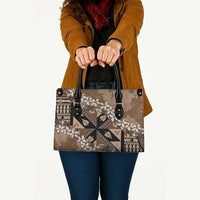 Bula Fiji Plumeria Tagimoucia Salusalu Mocha Leather Bag Kaiviti Masi - Polynesian Pride