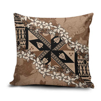 Bula Fiji Plumeria Tagimoucia Salusalu Mocha Pillow Cover Kaiviti Masi LT7 Mocha - Polynesian Pride