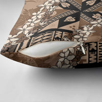 Bula Fiji Plumeria Tagimoucia Salusalu Mocha Pillow Cover Kaiviti Masi LT7 - Polynesian Pride