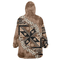 Bula Fiji Plumeria Tagimoucia Salusalu Mocha Wearable Blanket Hoodie Kaiviti Masi - Polynesian Pride
