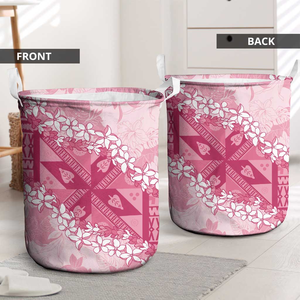 Bula Fiji Plumeria Tagimoucia Salusalu Pink Laundry Basket Kaiviti Masi - Polynesian Pride