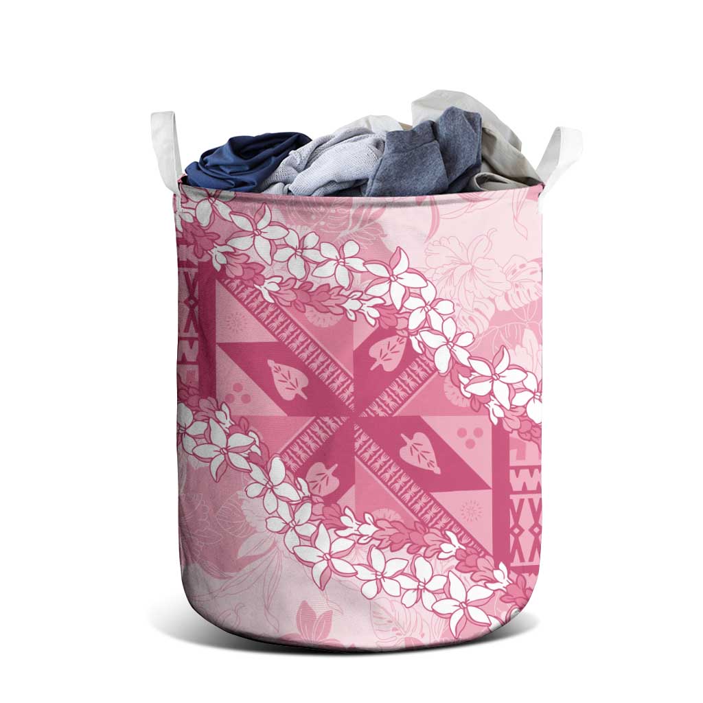 Bula Fiji Plumeria Tagimoucia Salusalu Pink Laundry Basket Kaiviti Masi - Polynesian Pride