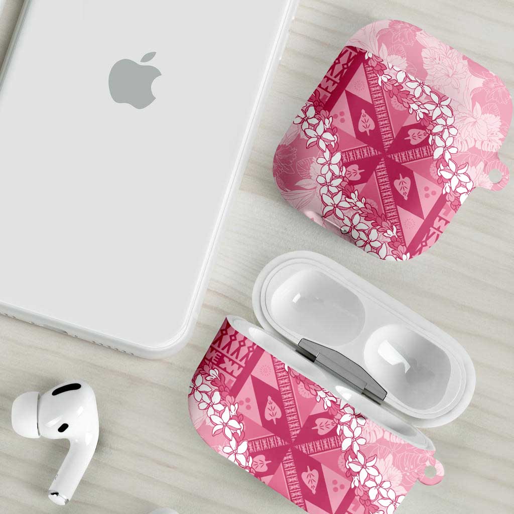 Bula Fiji Plumeria Tagimoucia Salusalu Pink AirPods Case Kaiviti Masi - Polynesian Pride