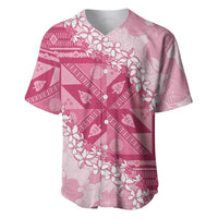 Bula Fiji Plumeria Tagimoucia Salusalu Pink Baseball Jersey Kaiviti Masi LT7 Pink - Polynesian Pride