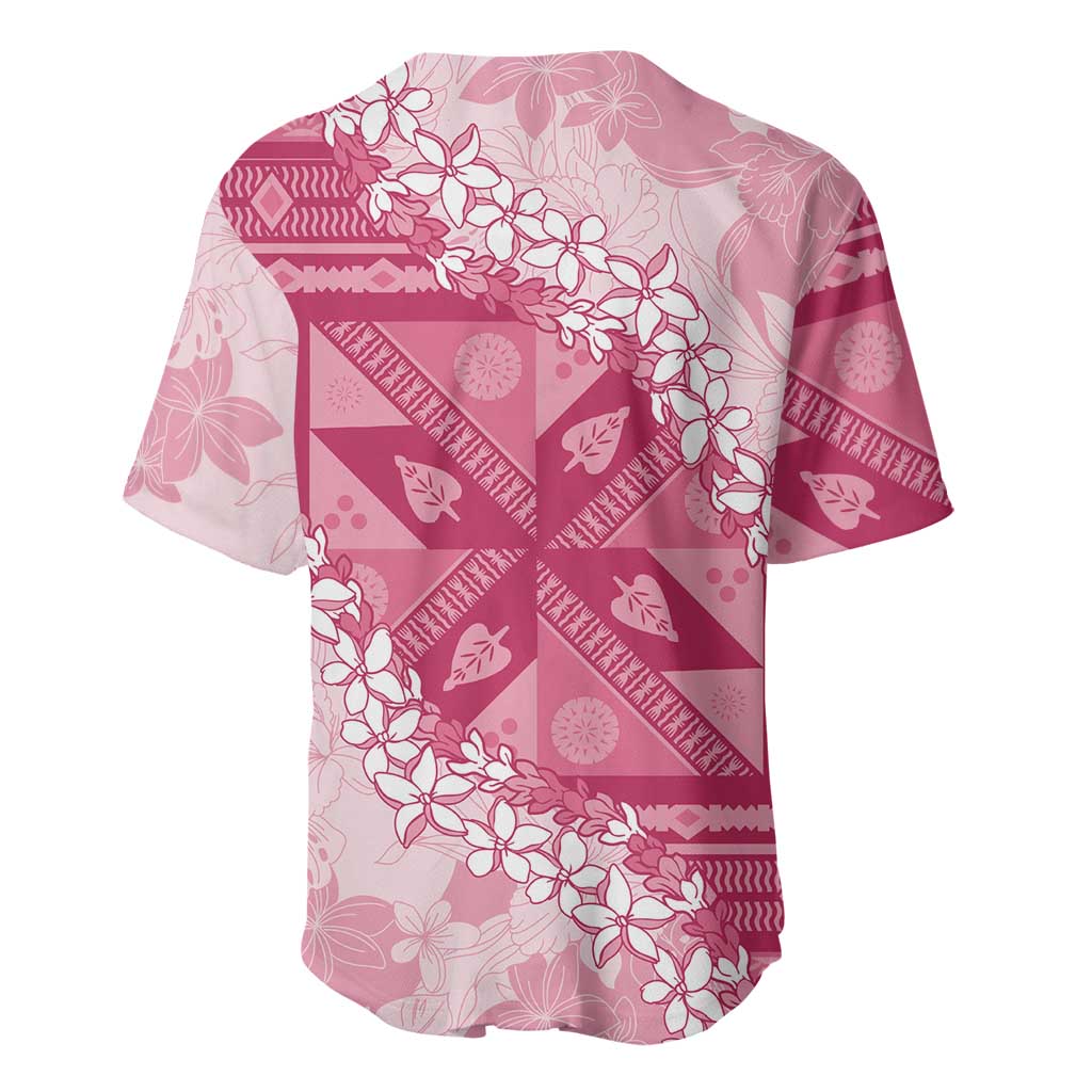 Bula Fiji Plumeria Tagimoucia Salusalu Pink Baseball Jersey Kaiviti Masi LT7 - Polynesian Pride