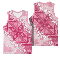 Bula Fiji Plumeria Tagimoucia Salusalu Pink Basketball Jersey Kaiviti Masi - Polynesian Pride