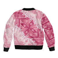 Bula Fiji Plumeria Tagimoucia Salusalu Pink Bomber Jacket Kaiviti Masi LT7 - Polynesian Pride