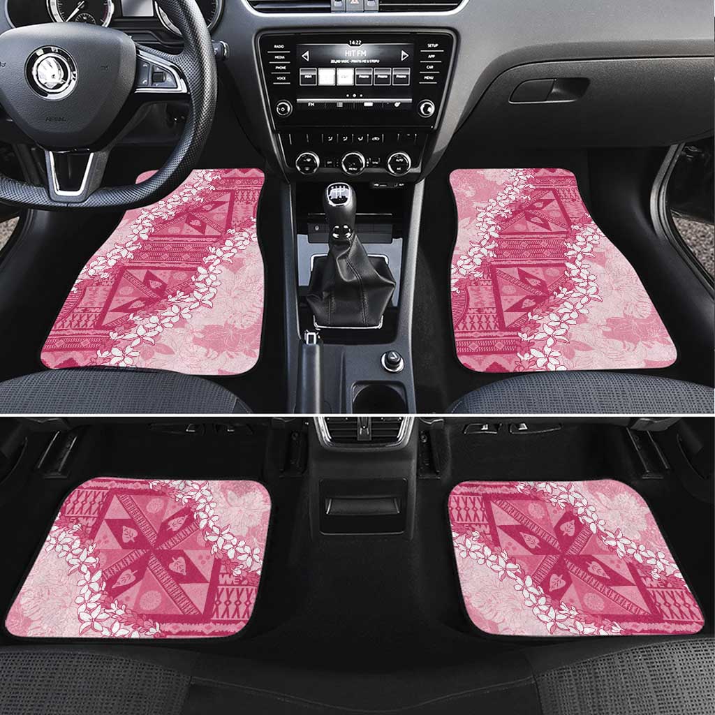 Bula Fiji Plumeria Tagimoucia Salusalu Pink Car Mats Kaiviti Masi LT7 Set 4pcs Pink - Polynesian Pride
