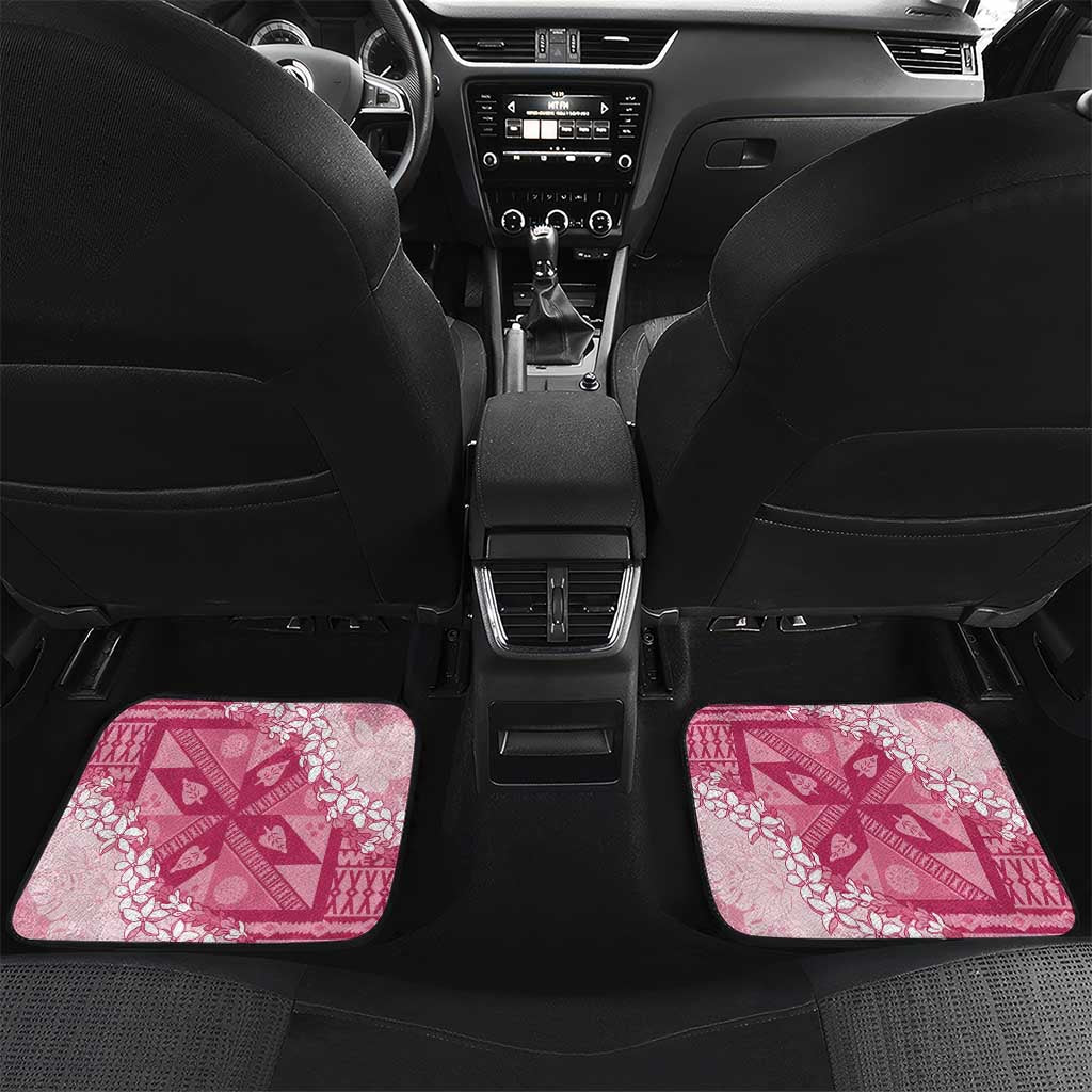 Bula Fiji Plumeria Tagimoucia Salusalu Pink Car Mats Kaiviti Masi LT7 Set 2pcs - Back Pink - Polynesian Pride