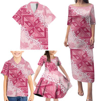 Bula Fiji Plumeria Tagimoucia Salusalu Pink Family Matching Puletasi and Hawaiian Shirt Kaiviti Masi LT7 - Polynesian Pride