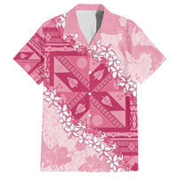 Bula Fiji Plumeria Tagimoucia Salusalu Pink Family Matching Short Sleeve Bodycon Dress and Hawaiian Shirt Kaiviti Masi LT7 Dad's Shirt - Short Sleeve Pink - Polynesian Pride