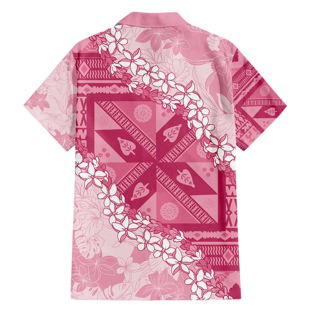 Bula Fiji Plumeria Tagimoucia Salusalu Pink Family Matching Short Sleeve Bodycon Dress and Hawaiian Shirt Kaiviti Masi LT7 - Polynesian Pride
