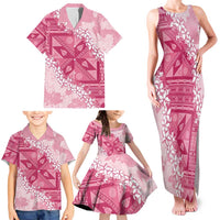 Bula Fiji Plumeria Tagimoucia Salusalu Pink Family Matching Tank Maxi Dress and Hawaiian Shirt Kaiviti Masi LT7 - Polynesian Pride