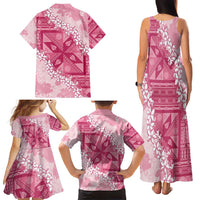 Bula Fiji Plumeria Tagimoucia Salusalu Pink Family Matching Tank Maxi Dress and Hawaiian Shirt Kaiviti Masi LT7 - Polynesian Pride