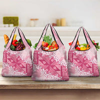 Bula Fiji Plumeria Tagimoucia Salusalu Pink Grocery Bag Kaiviti Masi LT7 3-pack One Size Pink - Polynesian Pride