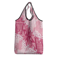 Bula Fiji Plumeria Tagimoucia Salusalu Pink Grocery Bag Kaiviti Masi LT7 - Polynesian Pride