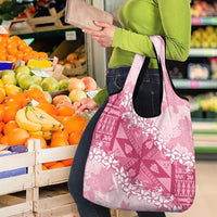 Bula Fiji Plumeria Tagimoucia Salusalu Pink Grocery Bag Kaiviti Masi LT7 - Polynesian Pride