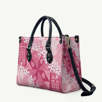Bula Fiji Plumeria Tagimoucia Salusalu Pink Leather Bag Kaiviti Masi LT7 Pink - Polynesian Pride