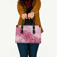 Bula Fiji Plumeria Tagimoucia Salusalu Pink Leather Bag Kaiviti Masi LT7 - Polynesian Pride