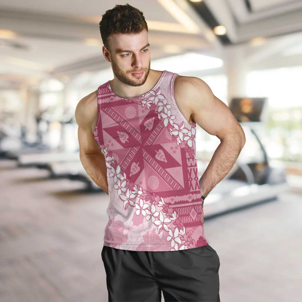 Bula Fiji Plumeria Tagimoucia Salusalu Pink Men Tank Top Kaiviti Masi - Polynesian Pride