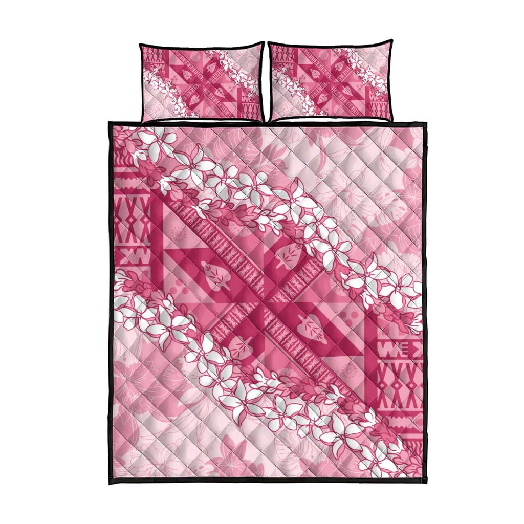 Bula Fiji Plumeria Tagimoucia Salusalu Pink Quilt Bed Set Kaiviti Masi LT7 - Polynesian Pride