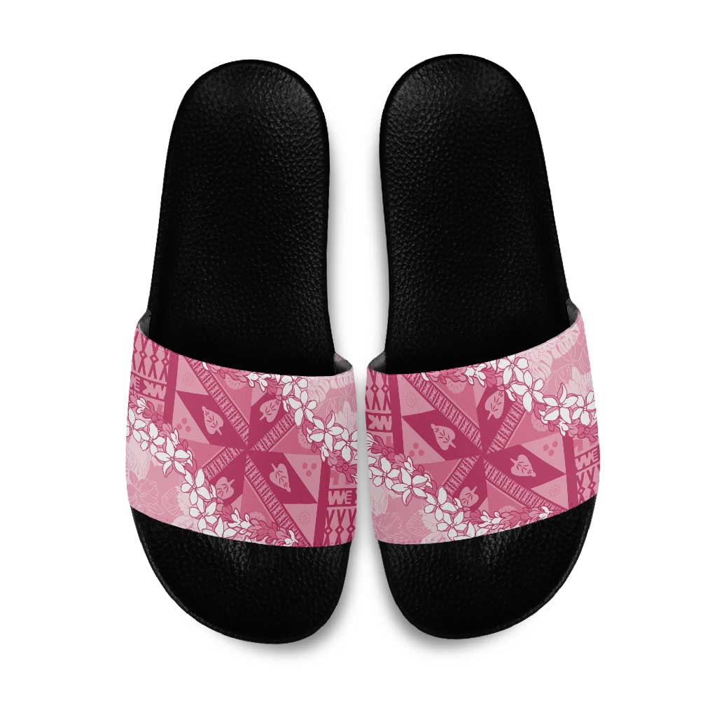Bula Fiji Plumeria Tagimoucia Salusalu Pink Slide Sandals Kaiviti Masi LT7 Pink - Polynesian Pride